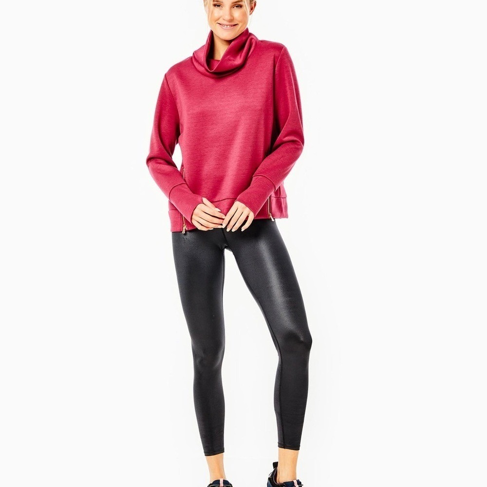 Addison Bay Polished Double‎ Knit Zip Everyday Pullover Cowl Neck Cranberry